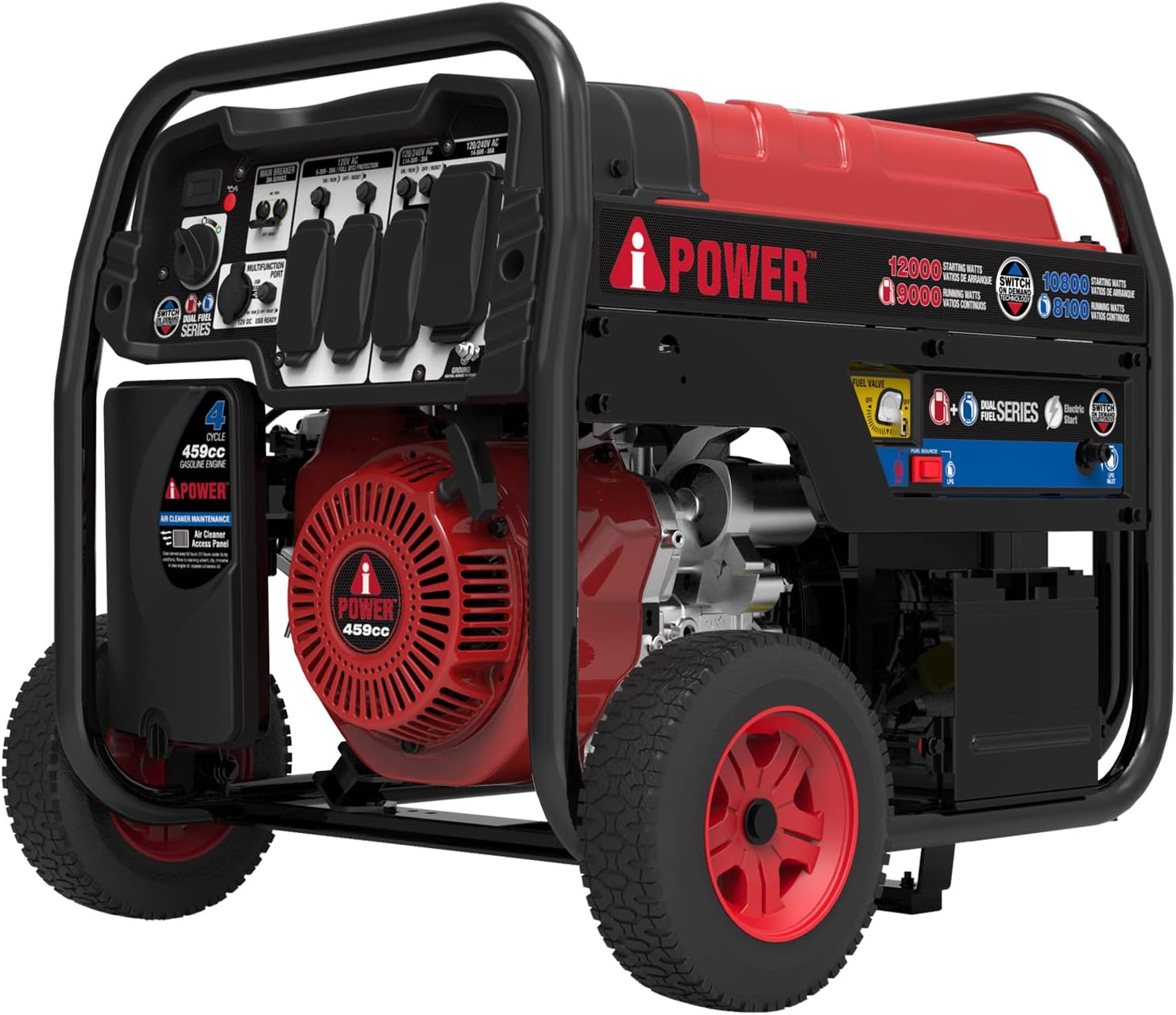 A-iPower SUA12000ED 12000 Watt Portable Generator Heavy Duty Gas & Propane Powered with Electric Start for Jobsite, RV, ED, Whole House Backup Emergency