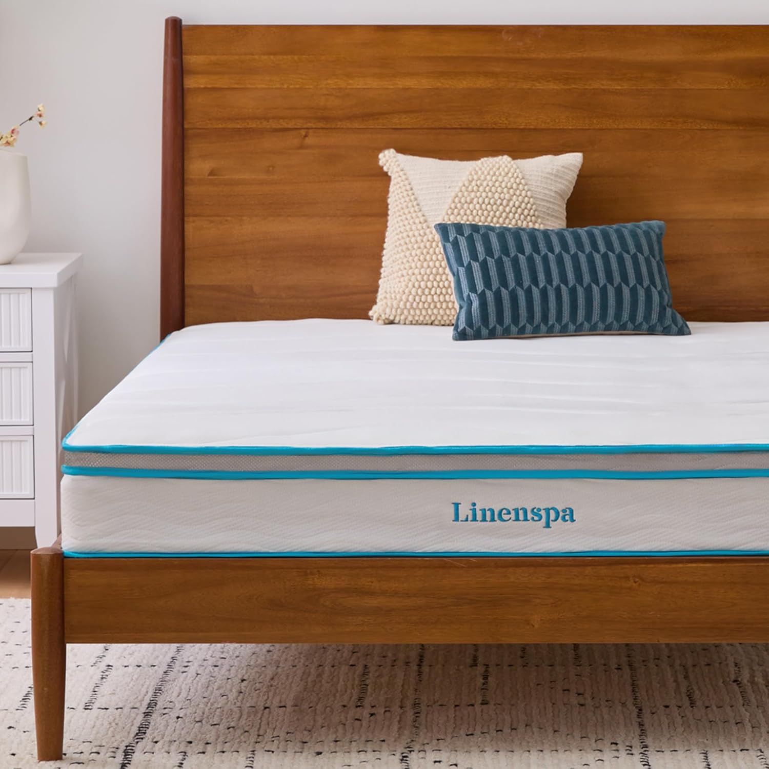 Linenspa 8 Inch Memory Foam and Spring Hybrid Mattress - Medium Firm Feel - Bed in a Box - Quality Comfort and Adaptive Support - Breathable - Cooling - Guest and Kids Bedroom