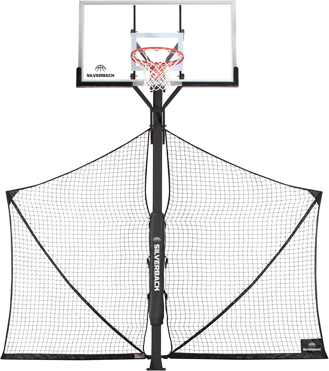 Silverback Basketball Yard Guard Defensive Net System Rebounder with Foldable Net and Arms into Pole