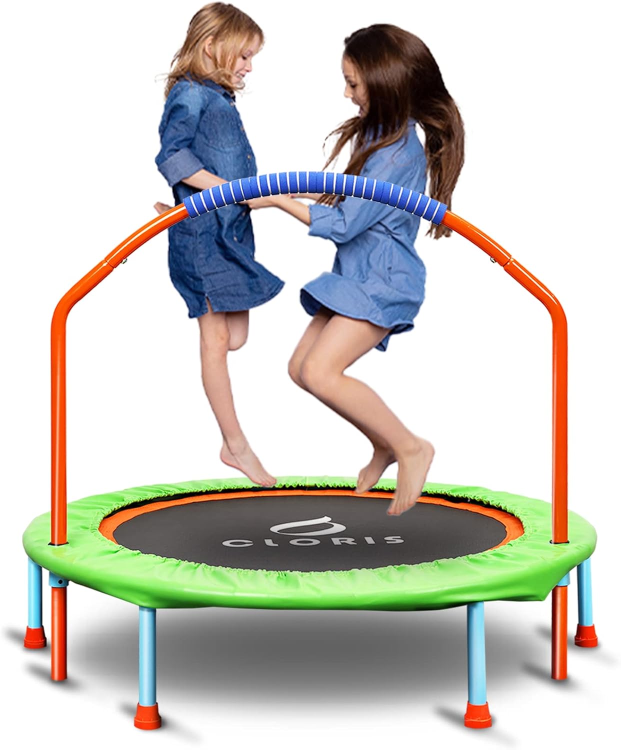 CLORIS 38in/48in Folding Trampoline - Max Load 220lbs / 450lbs Trampoline Rebounder Trampoline for Adults with Adjustable Foam Handle, with safty Padded Cover Best Gift