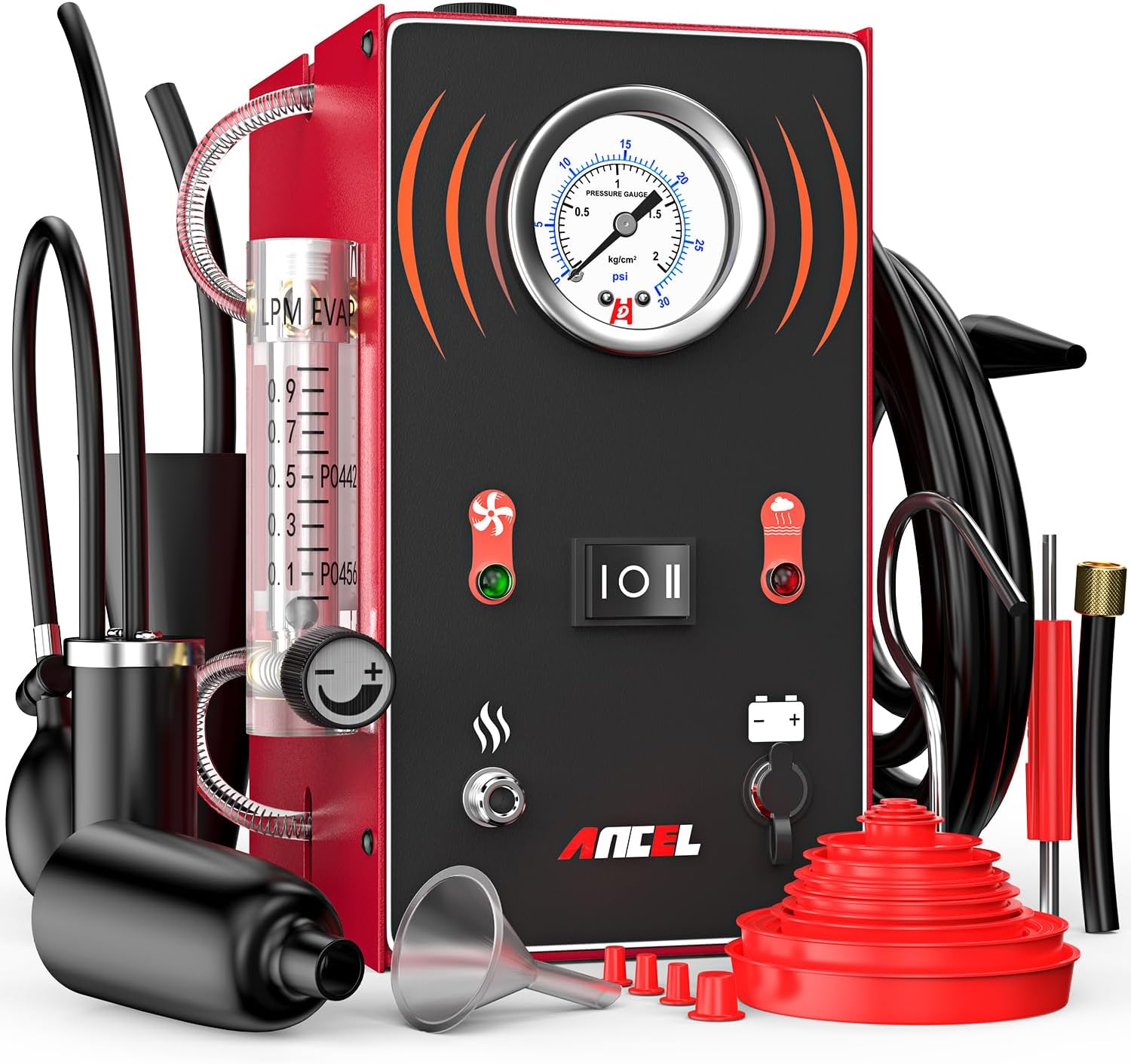ANCEL Smoke Machine Automotive Built in Air Pump, EVAP Smoke Machine Leak Tester with Pressure Gauge Flow Meter, Odorless Automotive Smoke Machine Leak Detector, Vacuum Smoke Tester Automotive