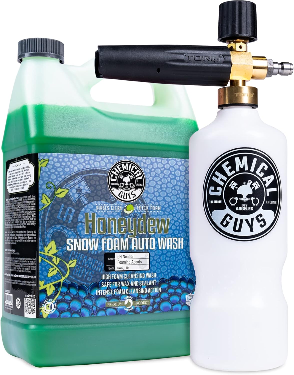 Chemical Guys EQP_312 TORQ Professional Max Foam 8 Cannon & Honey Dew Snow Foam Soap Kit, Safe for Cars, Trucks, SUVs, RVs & More, 128 fl oz