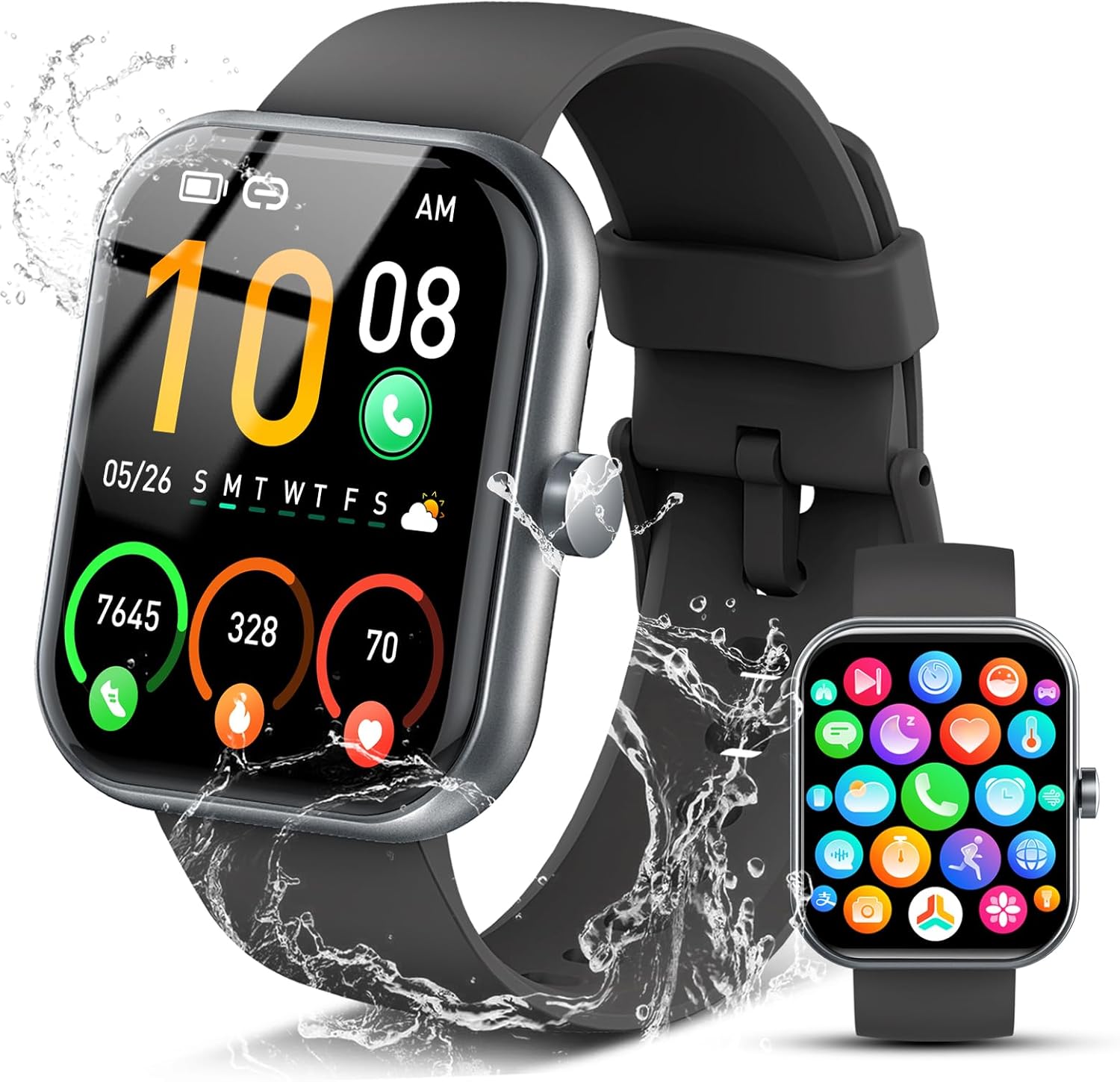 Smart Watch for Men Women, 2025 Release (Answer/Make Call) 1.96" HD Fitness Tracker Running Watch,IP68 Waterproof, Pedometer,Step/Sleep/Heart Rate Monitor,110+ Sport Mode Smartwatch for Android Phone