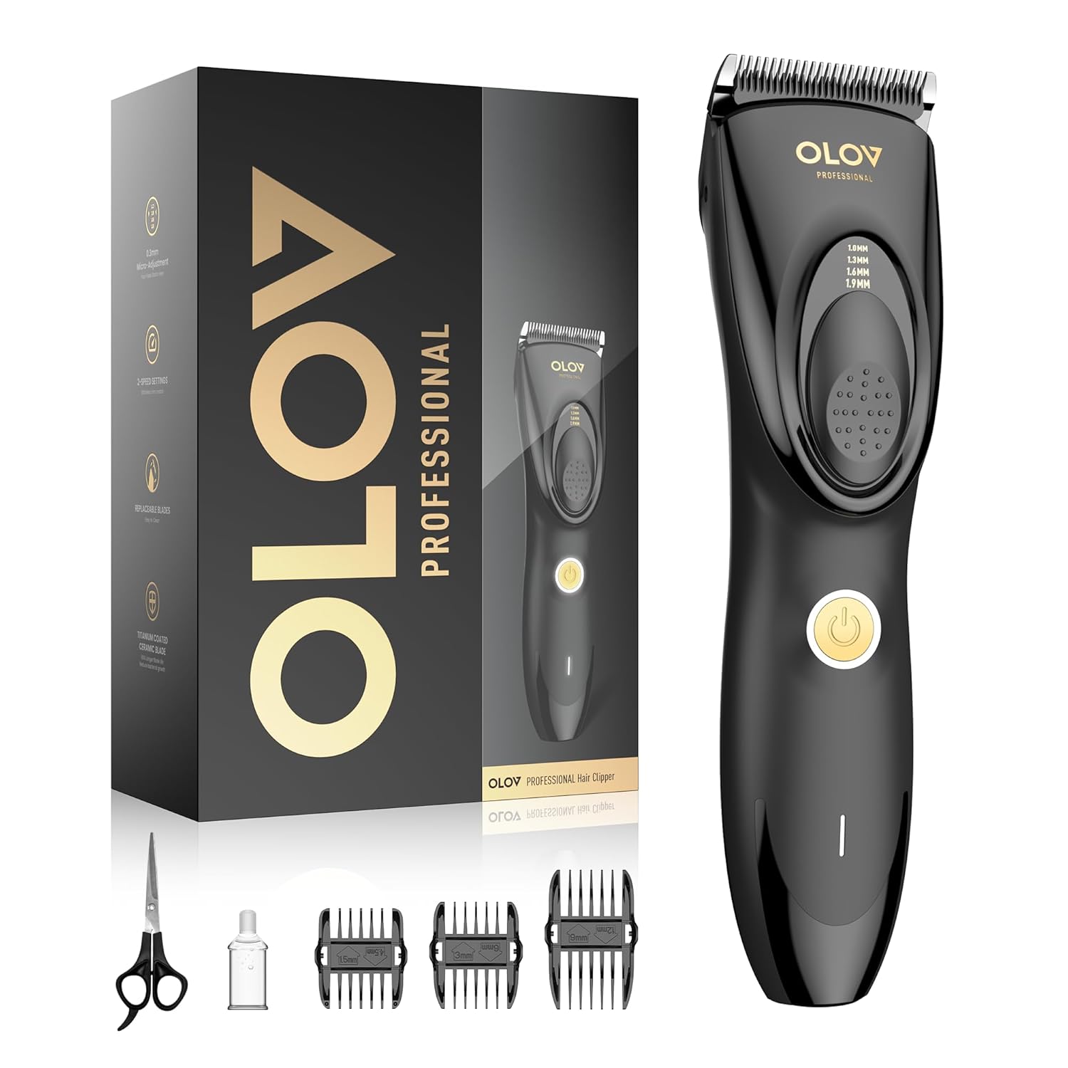 Hair Clippers for Men, Cordless Hair Clipper Kit, Adjustable 4 Length Setting, 2-Speed Settings, Replaceable Ceramic Blade Heads, Rechargeable Hair Clippers for Family