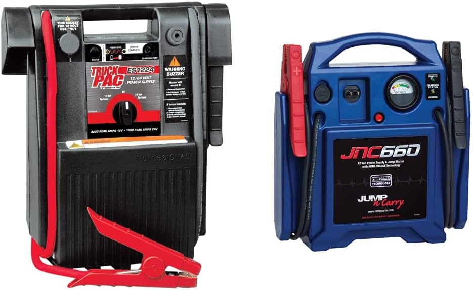 Clore Automotive Truck PAC ES1224 3000/1500 Peak Amp 12/24V Jump Starter and Clore Automotive Jump-N-Carry JNC660 1700 Peak Amp 12 Volt Jump Starter