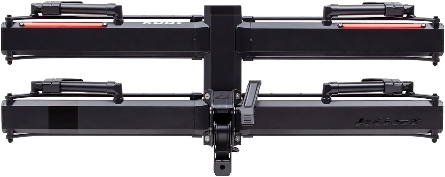 KUAT 2" Piston Pro X LED Dual Ratchet Hitch Rack - Secure Rugged Kashima-Coated Portable Foldable Easy-to-Use No Frame Contact 2-Bike Hauling Platform with 53" Max Wheelbase & 5" Max Tire Width