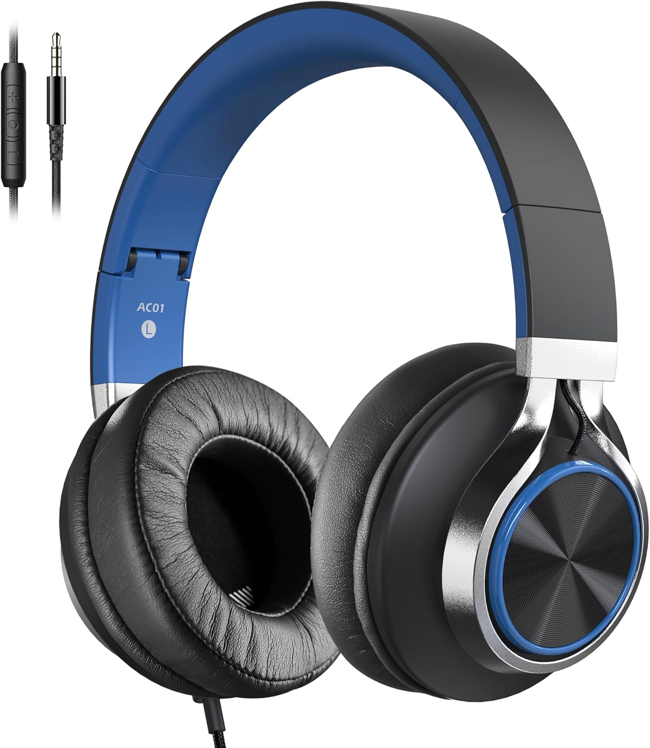 AC01 Over-Ear Headphones Wired, Passive Noise Isolating Corded Stereo Headsets with Mic Volume Control for Adults Teens 3.5mm for Chromebooks, Laptop, Computer, Tablets, Travel