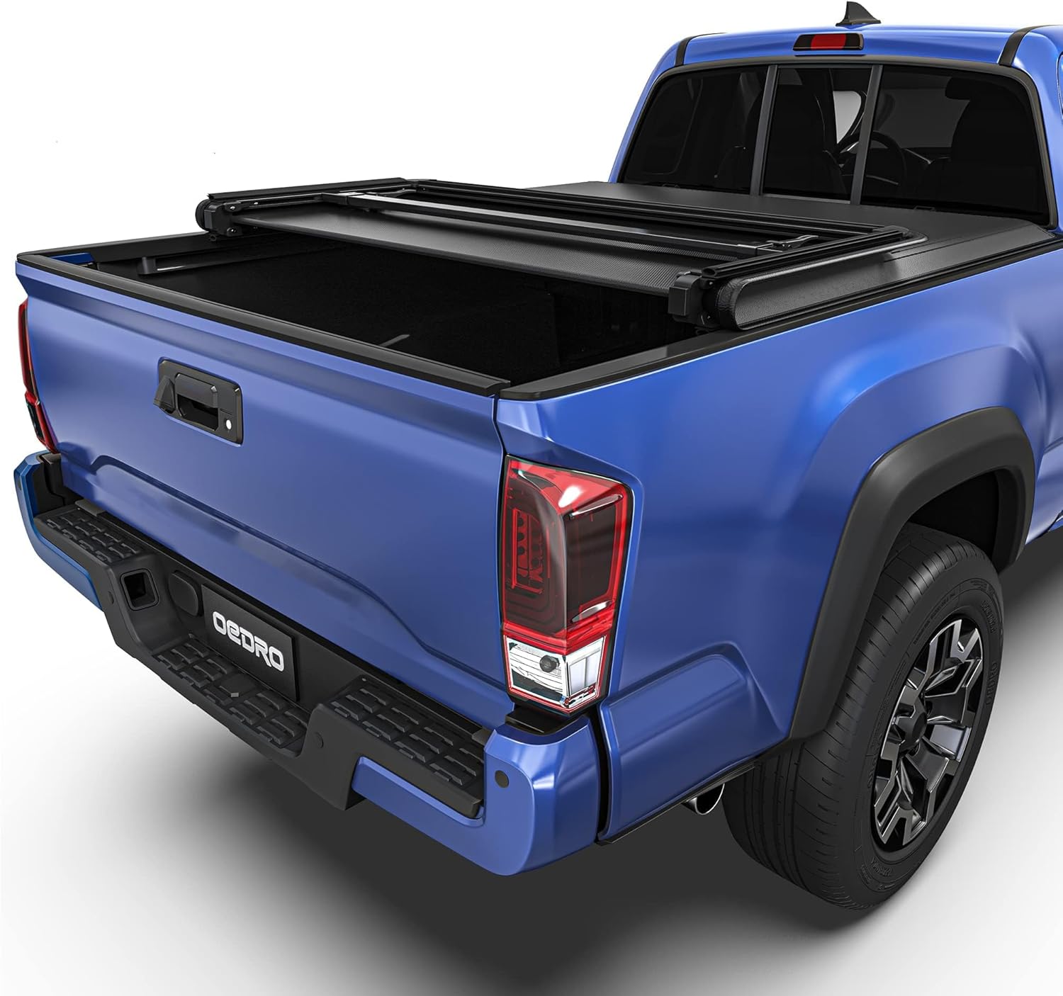 oEdRo Soft Tri-fold Truck Bed Tonneau Cover Compatible with Toyota Tacoma 2016-2023 with 5ft Bed, Fleetside with Track Rail System(Excl. Trail)