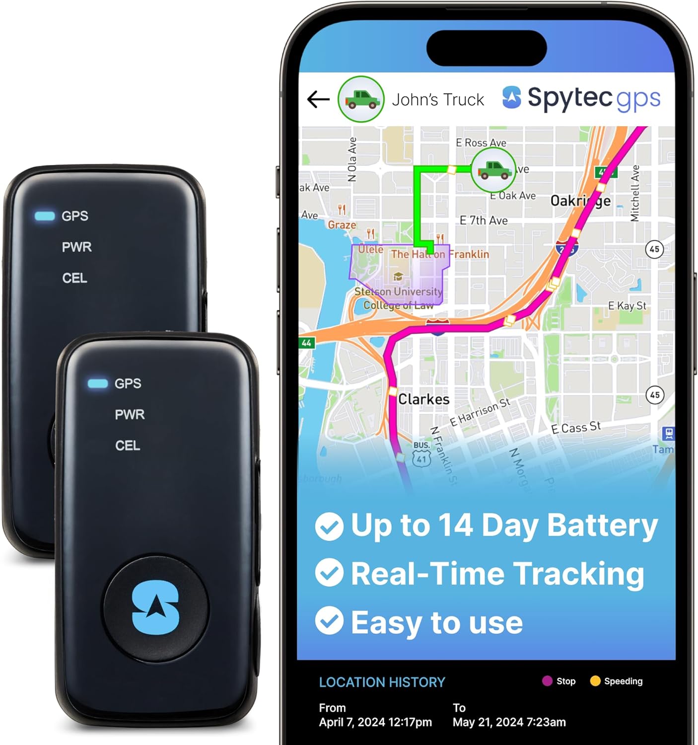 (2 Pack) Spytec Atlas GPS Tracker for Vehicles, Cars, Trucks, Kids & Seniors | Hidden Mini GPS Tracker Device for Fleet Vehicles | Geofencing | Real-time Tracking and Updates | Subscription Required