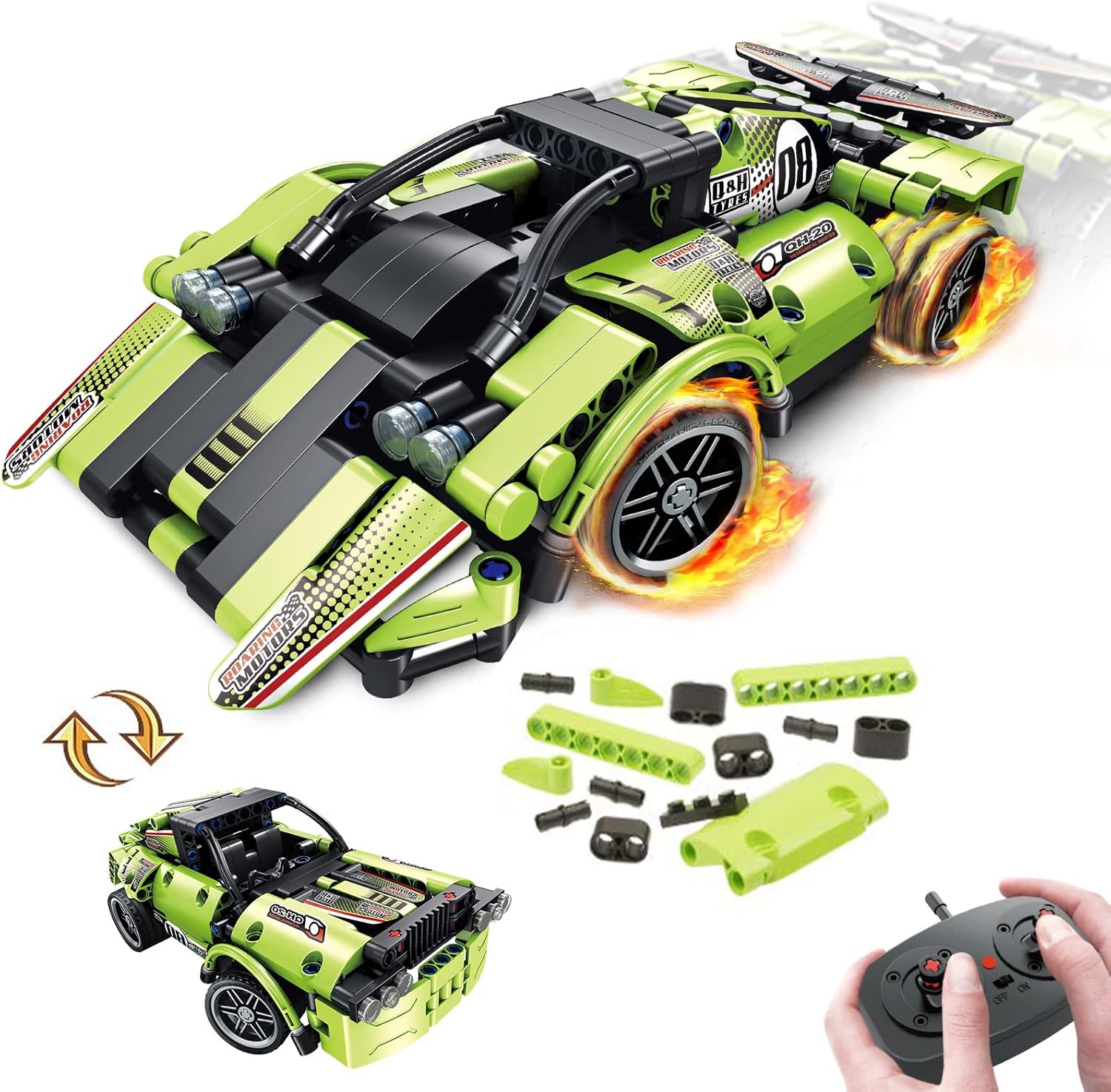 STEM Building Toys for Kids with 2-in-1 Remote Control Racer Snap Together Engineering Kits Early Learning Racecar Building Blocks - Best Gift for 6 7 8 9+Year Old Boys and Girls