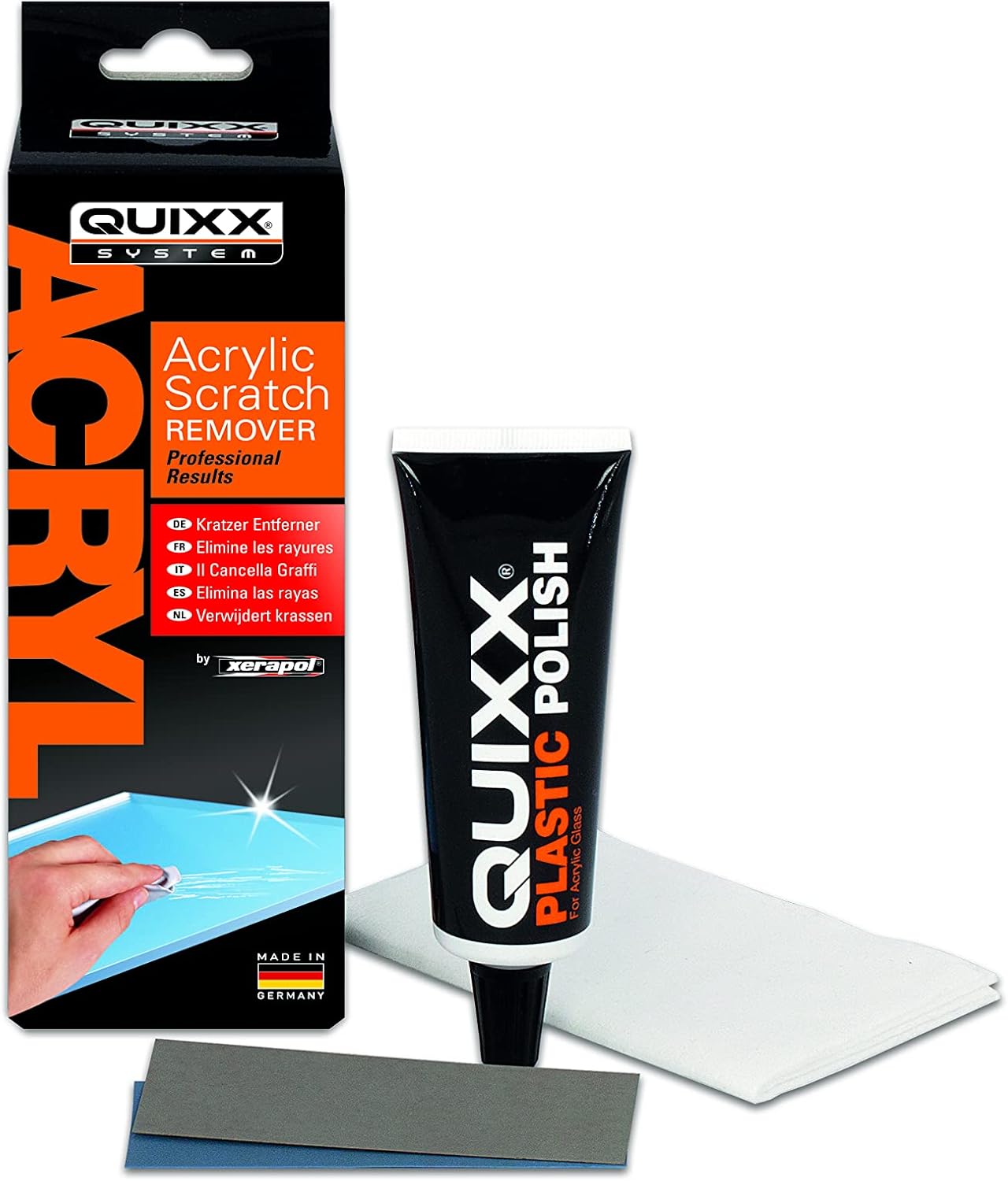 QUIXX 10003 Acrylic Scratch Remover - Removes Scratches From Clear Acrylic and Plexiglas Surfaces On Cars, Motorcycles, Caravans, and Boats