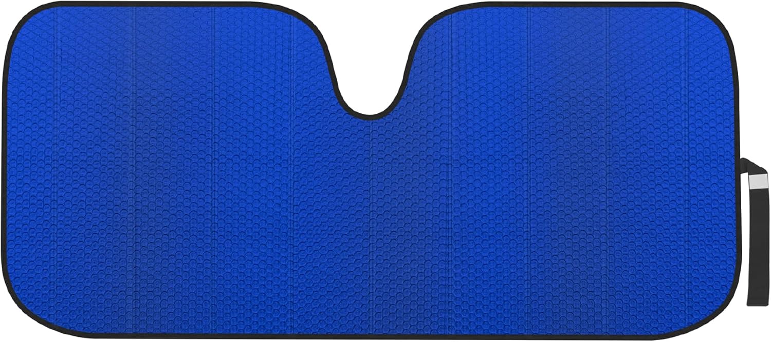 Motor Trend Front Windshield Sun Shade - Accordion Folding Auto Sunshade for Car Truck SUV - Blocks UV Rays Sun Visor Protector - Keeps Your Vehicle Cool - 58 x 24 Inch (Blue)