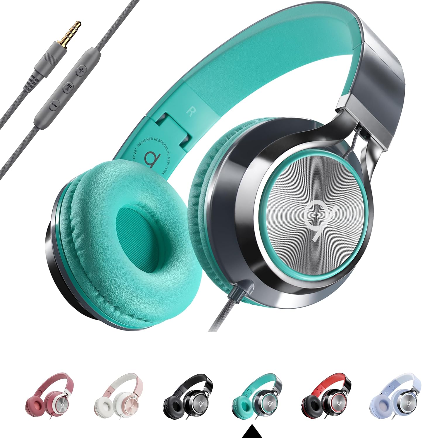 ARTIX CL750 Wired Headphones with Mic & Volume Control — Noise Isolating On-Ear Headphones for Computer and Laptop Wired, Plug in Corded Headphone Over Ear with Wire (Foldable, Aux Jack 3.5mm)